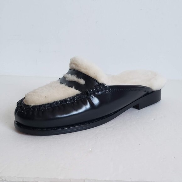nib WEEJUNS Shearling Fur Loafer Shoes Flats Mules Clogs Bass Originals - Picture 5 of 13
